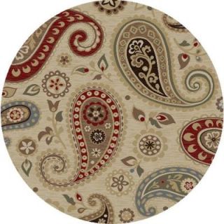 Tayse Rugs Impressions Ivory 5 ft. 3 in. Transitional Round Area Rug 7812  Ivory  6 Round