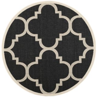 Safavieh Indoor/ Outdoor Courtyard Trellis pattern Black/ Beige Rug (5