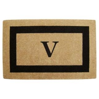 Creative Accents Single Picture Frame Black 30 in. x 48 in. HeavyDuty Coir Monogrammed V Door Mat 02080V