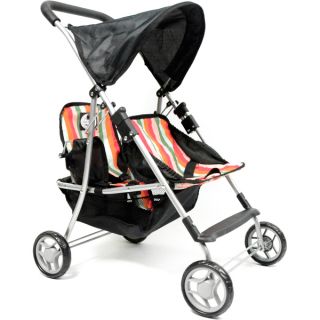 The New York Doll Collection Twin Stroller with Stripes  