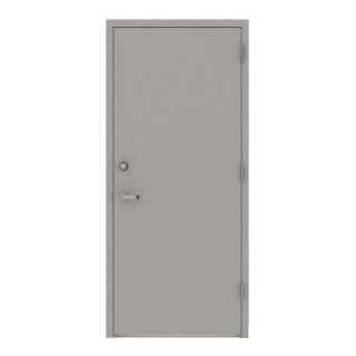 L.I.F Industries 36 in. x 80 in. Gray Flush Left Hand Security Steel Prehung Commercial Door with Welded Frame UWS3680L