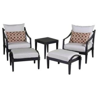 RST Brands Astoria 5 Piece Patio Club Chair and Ottoman Set with Moroccan Cream Cushions OP ALCLB5 AST MOR K