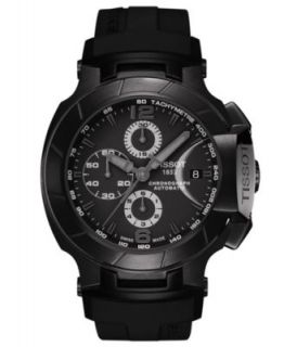 Tissot Watch, Mens Swiss Automatic Chronograph T Race Black Rubber