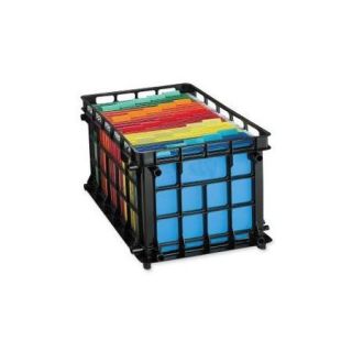 Oxford Plastic Stackable File Crate, 13.625" x 16.625" x 11.625", Black