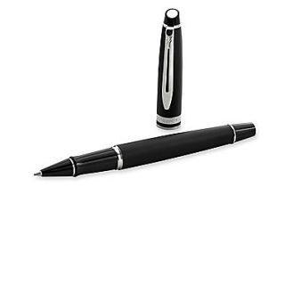 Waterman Expert Matte Black/Chrome Rollerball Pen, Fine Point 0.7 mm, Black Ink (S0951880)