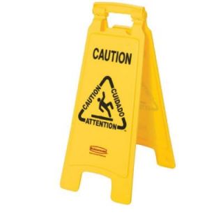 Rubbermaid Commercial Products Multi Lingual Caution 2 Sided Wet Floor Sign FG611200YEL