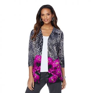 Slinky® Brand Hacci Knit Jacket with Printed Border   7938486
