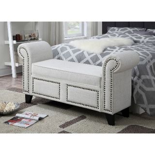 Roman Bedroom Bench with Nailheads   Cream