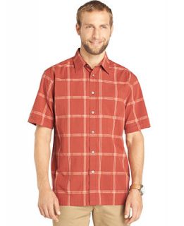Van Heusen Short Sleeve Plaid Shirt   Casual Button Down Shirts   Men