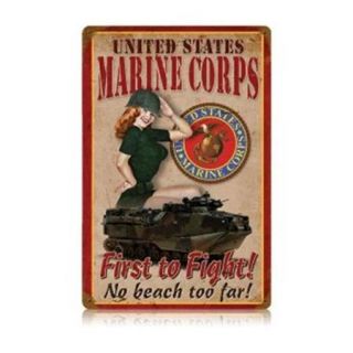 Past Time Signs V538 USMC Pin Up Allied Military Vintage Metal Sign