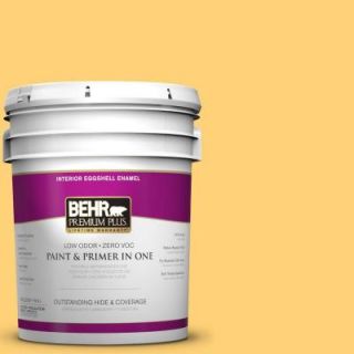 BEHR Premium Plus 5 gal. #P260 5 Yellow Jubilee Eggshell Enamel Interior Paint 240005