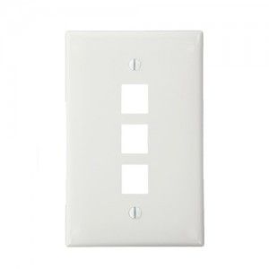 Leviton 41091 3WN Electrical Wall Plate, Midway Sized QuickPort Three Port, 1 Gang   White