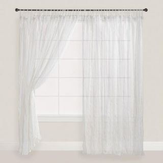 White Crinkle Sheer Voile Cotton Curtains, Set of 2