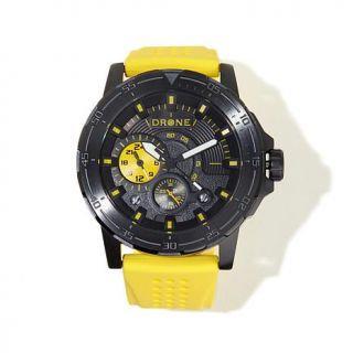 DRONE Precision Men's Timepieces Black Stainless Steel Yellow Perforated Silico   7889384