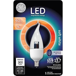 GE 4.5 watt (40 watt Equivalent) Clear Bent Tip Decorative LED, 1 Pack