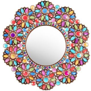 Oriental Furniture Flowers Beads Mirror