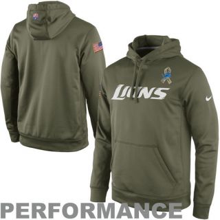 Nike Detroit Lions Salute to Service KO Pullover Performance Hoodie   Olive