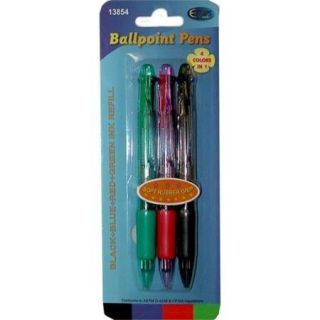 DDI 1285164 Retractable ball point pen 3 pack   4 colors in 1 Case Of 48