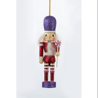 5.5" Candy Fantasy Purple Glittered Christmas Nutcracker Ornament