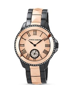 VINCE CAMUTO Rose Gold Tone and Gunmetal Two Tone Watch, 38mm
