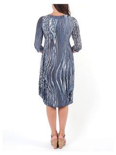 Chesca Plus Size Ribbon Print Lined Dress Navy