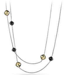 David Yurman Chatelaine Chain Necklace with Black Onyx and Gold