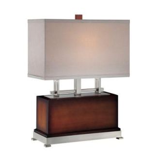 Illumine Designer Collection 22.5 in. Walnut Table Lamp with Tan Suede Shade CLI LS 21638