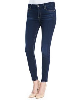 7 For All Mankind Slim Illusion Luxe Night Blue Mid Rise Ankle Skinny Jeans