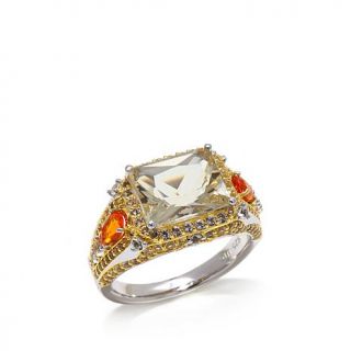 Victoria Wieck 4.16ct Bytownite, Fire Opal and White Topaz 2 Tone Ring   7946447