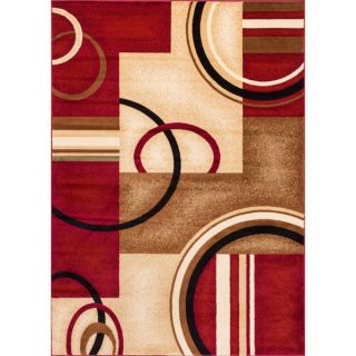 Ephesus Collection Geometric Circles Red Contemporary Runner Rug (110