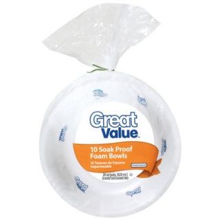 Great Value Soak Proof 28 Ounce Foam Bowls, 10ct