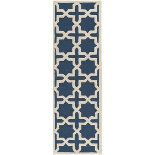 Safavieh Handmade Moroccan Cambridge Navy Blue/ Ivory Wool Rug (26 x