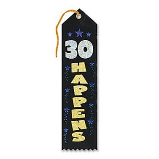 Beistle 2 x 8 30 Happens Award Ribbon, Black, 9/Pack