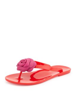 kate spade new york fayette flower jelly thong sandal, red