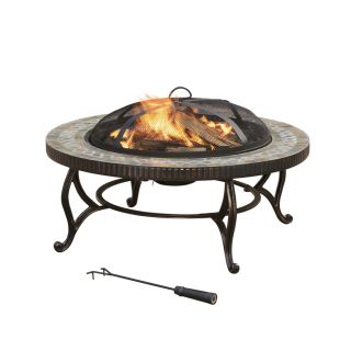 Pleasant Hearth 34 in W Rubbed Bronze Steel Wood Burning Fire Pit