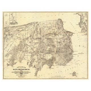 Swag Paper Map of San Francisco 1861 Self Adhesive Wallpaper