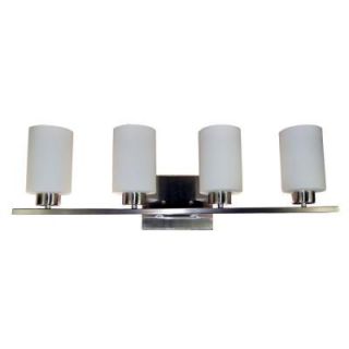HomeSelects 4 Light Brushed Nickel Vanity Light with Opal Glass 7535