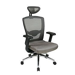 Office Star Pro Line II Ergonomic ProGrid Mesh Back Chair With Headrest 47 78 H x 26 12 W x 27 34 D Gray
