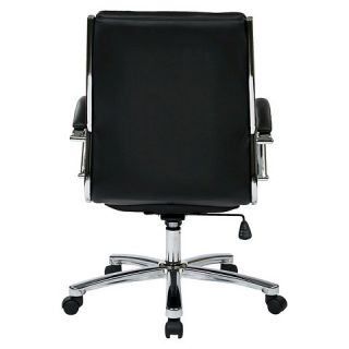 Office Star Mid Back Executive Office Chair Faux Leather   Black