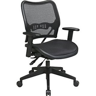 Office Star Space Seating Mid Back Fabric Conference Chair, Adjustable Arms, Black (13 77N9WA)