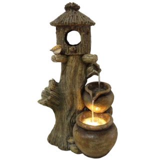 Jeco Zen Tiered Pots Fountain with Light