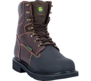 Mens John Deere Boots 8 Fire Retardant Steel Toe Lace Up 8375 Boot   Dark Chocolate Rough Neck Leather