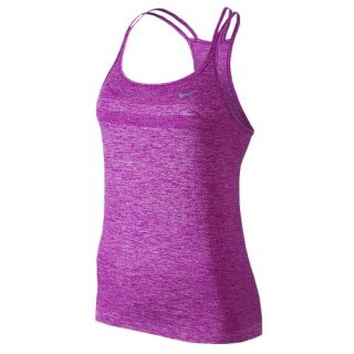 Nike Dri FIT Knit Strappy Tank   Womens   Running   Clothing   Fuchsia Flash/Heather/Reflective Silver