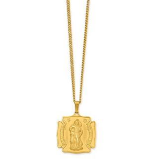 24in Gold plated St. Florian Medal Necklace