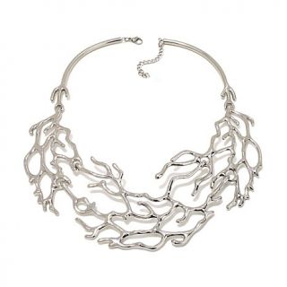 Stately Steel Leaf Design 15" Stainless Steel Collar Necklace   7552039