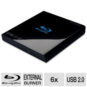Samsung SE 506AB Slim Portable Blu ray Writer   USB 2.0, 4GB, Blu ray 3D Support, Black