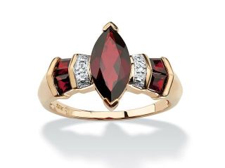 PalmBeach Jewelry 2.84 TCW Marquise Cut Garnet and Diamond Accent Ring in 10k Gold