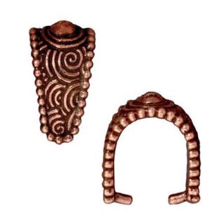 Antiqued Copper Plated Pewter Large Spiral Pinch Bail For Pendants 17mm (2)