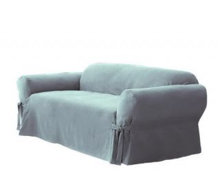 Sure Fit Soft Suede Box Cushion Love Seat Slipcover —
