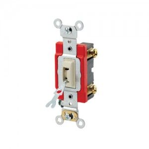 Leviton 1221 2IL Single Pole Locking Toggle Switch, 20A, 120/277V, Ivory, Industrial